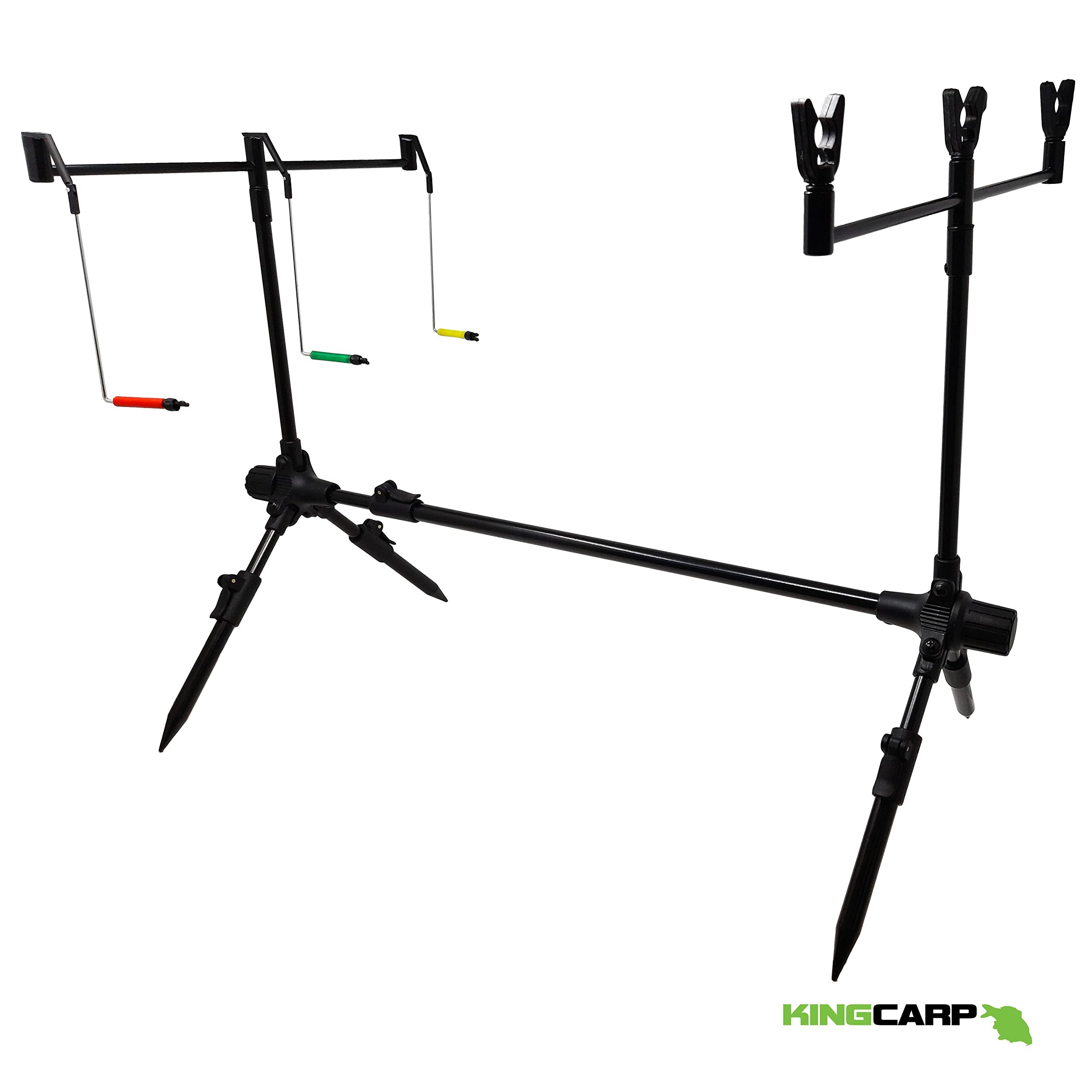 Angelruten-Pod für bis zu 3 Ruten mit Ablagen, Schaukel und Tragetasche, verstellbar von 70 cm bis 110 cm, für Seen und Flüsse [25-3399]