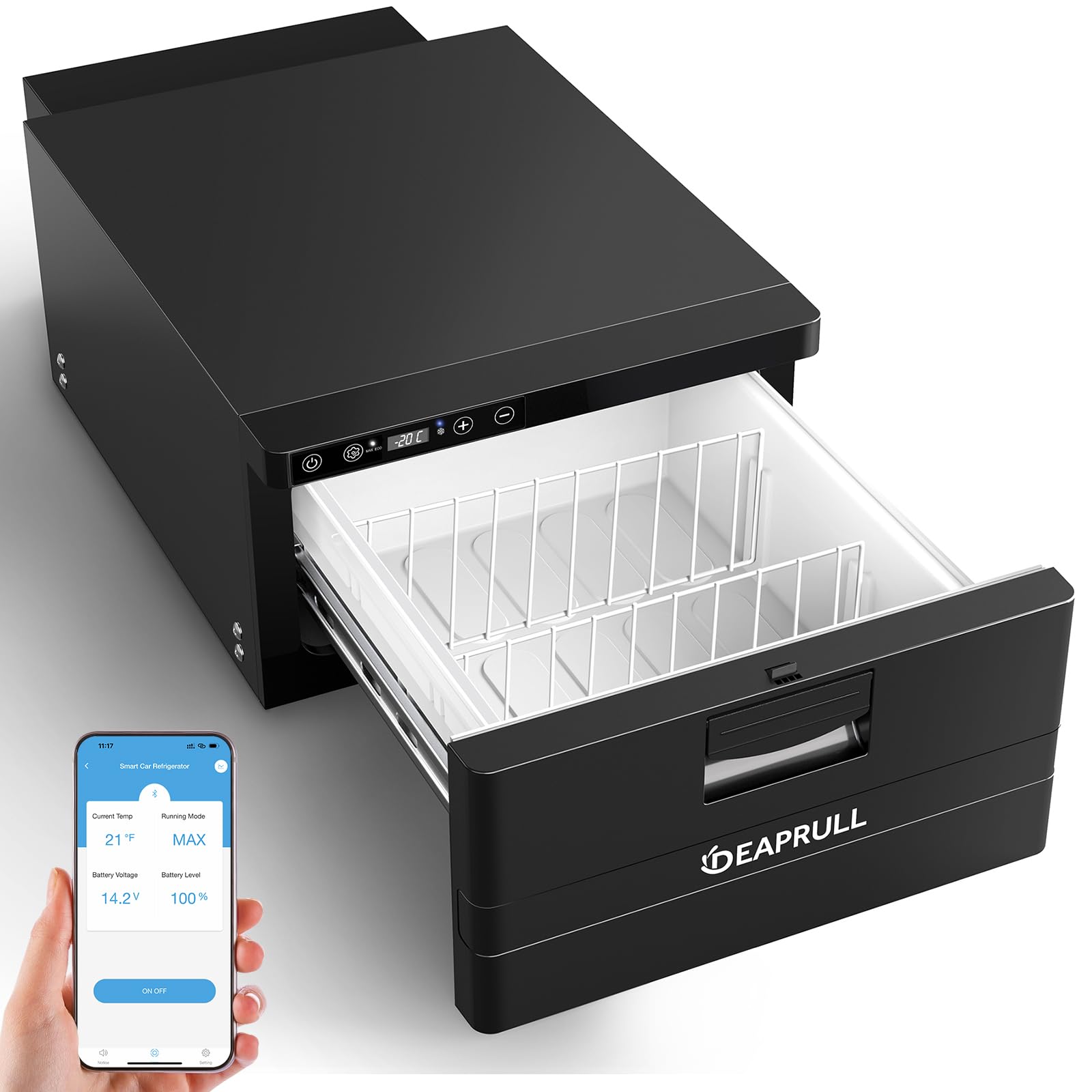 12 Volt Drawer Refrigerator, 31.5L(33QT) Drawer Electric Cooler RV Refrigerator APP Control (-4℉-68℉), Car Fridge Freezer for Travel Camping Road Trips Tailgating, Truck Van SUV 12/24V DC