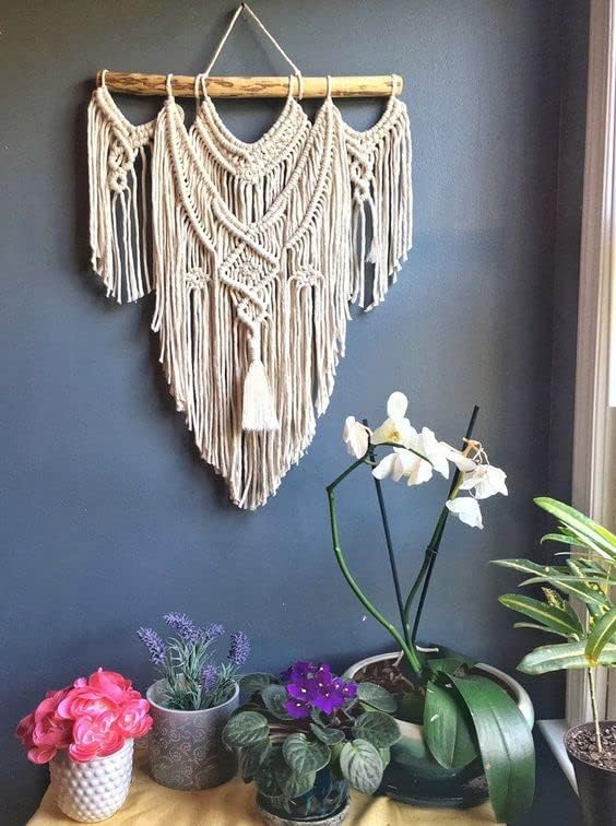 Macrame Wall Hanging Boho Home Decor Chic Woven Decoration for Bedroom Living Room Apartment Dorm Gallery Perfect Handmade Christmas Gift Ideas,