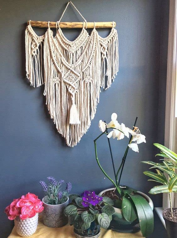 Macrame Wall Hanging Boho Home Decor Chic Woven Decoration for Bedroom Living Room Apartment Dorm Gallery Perfect Handmade Christmas Gift Ideas,