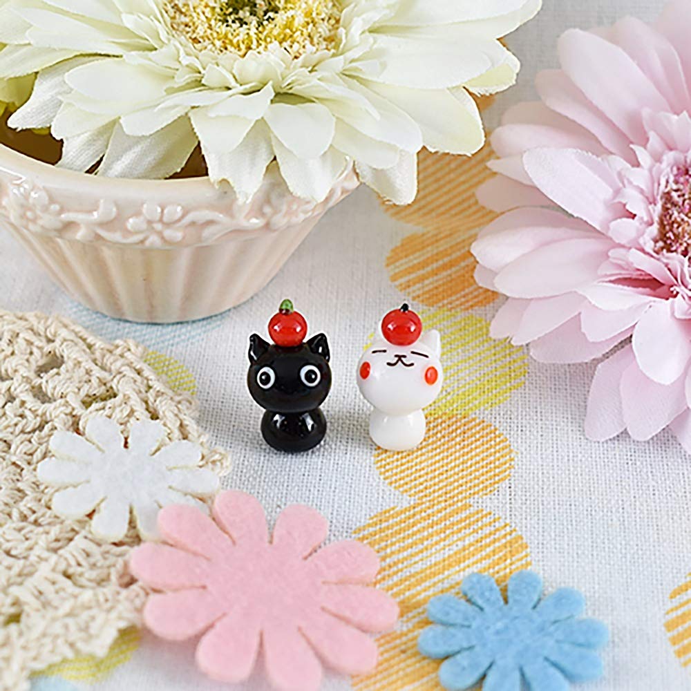 Amazon.co.jp: かわいい手作り ガラス細工 リンゴのっけシロネコ