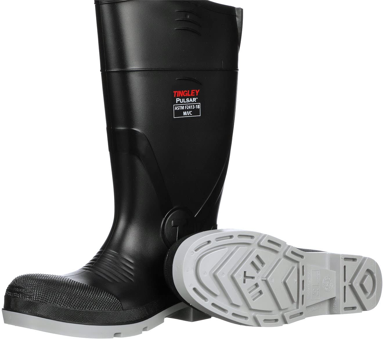 Tingley Pulsar 43251 PVC Safety Toe Knee Boot, Mens 13, Gray/Black