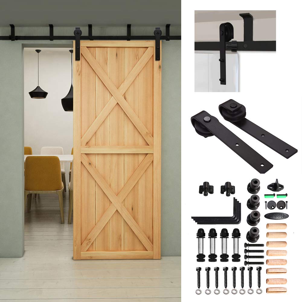 CCJH 10FT/3M Rail de porte coulissante suspendu au plafond, Ensemble de rails de suspension en forme de L Noir