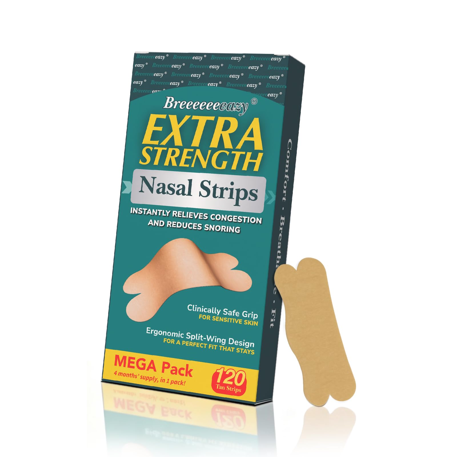 Upgraded Anti-Slip Nasal Strips for Breathing-Extra Strength Ergonomic Nose Strips Nasal Strips for Snoring Nose Strips for Better