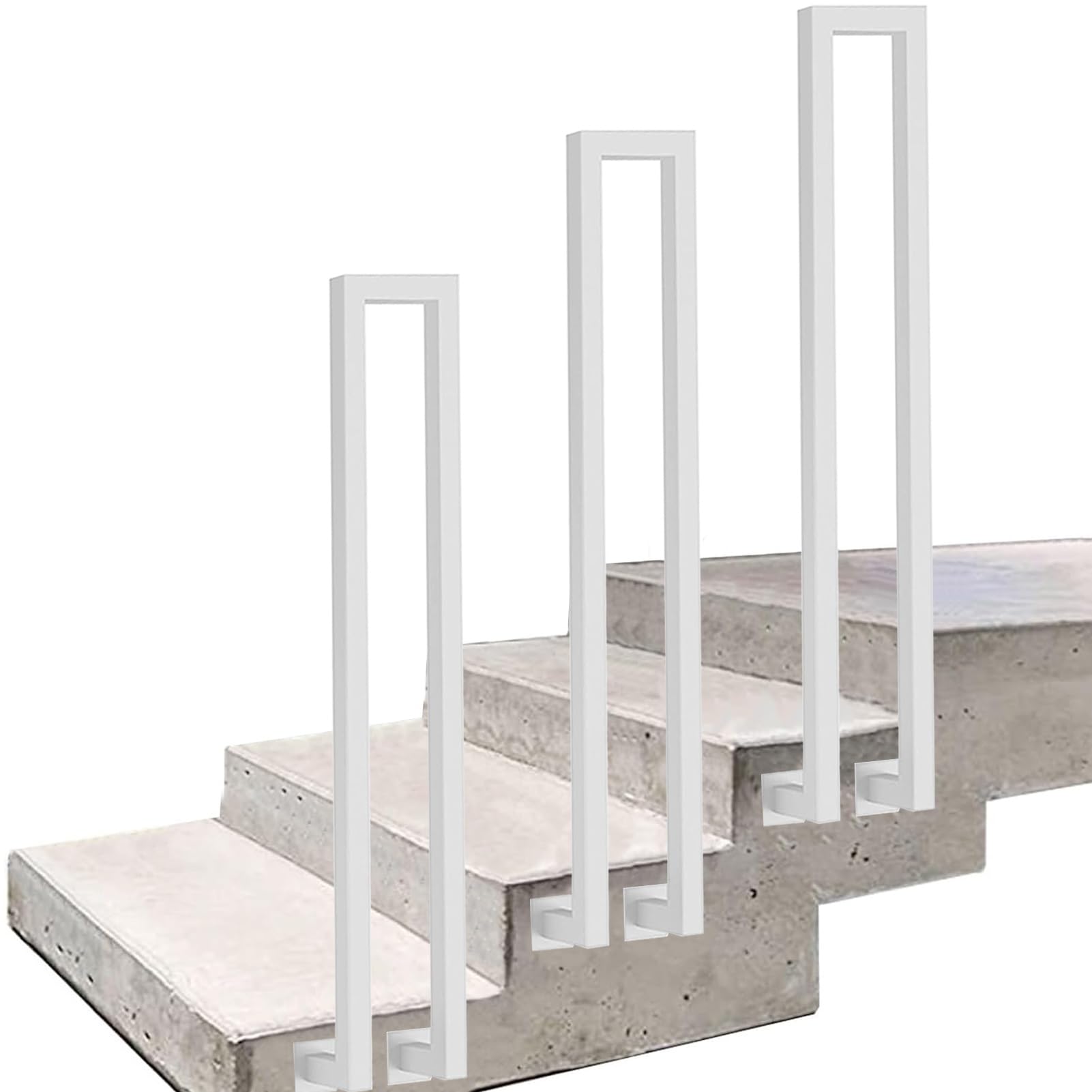 Rampe d'escalier en forme de U en fer forgé noir de 50cm pour marche extérieure antidérapante