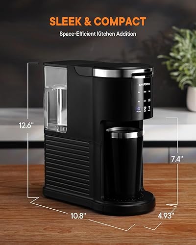 Miniatura 7 de SHARDOR Cafetera de una sola porción 3 en 1, cafetera K Cup compatible con café y té molidos, tamaños de preparación de 6 a 14 onzas, tanque de agua