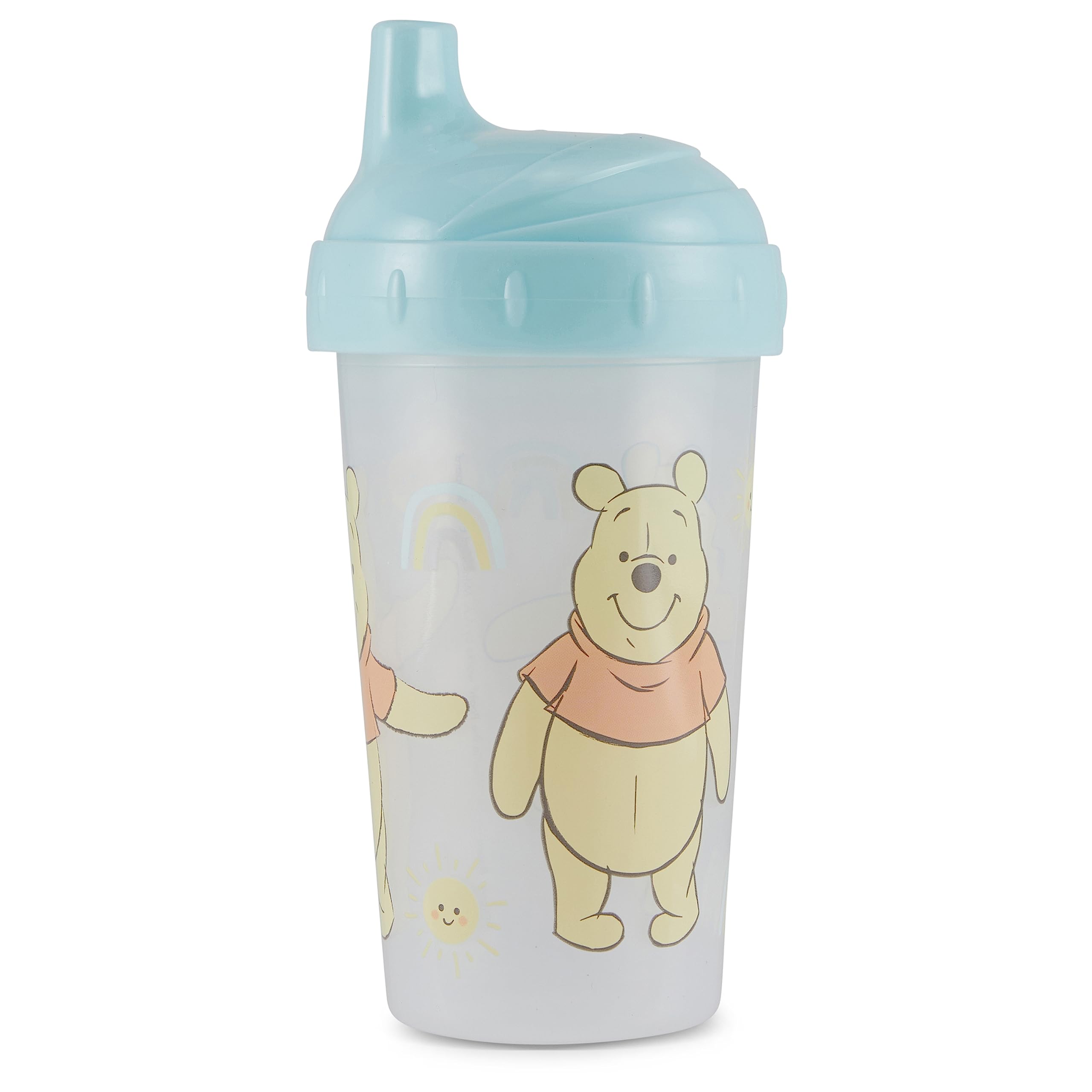 Schnabelbecher für Kleinkinder für Jungen und Mädchen, 284 ml, Winnie Puuh Schnabeltasse mit Strohhalm und Deckel, langlebig, blau, auslaufsicher, Reise-Wasserflasche für Kleinkinder