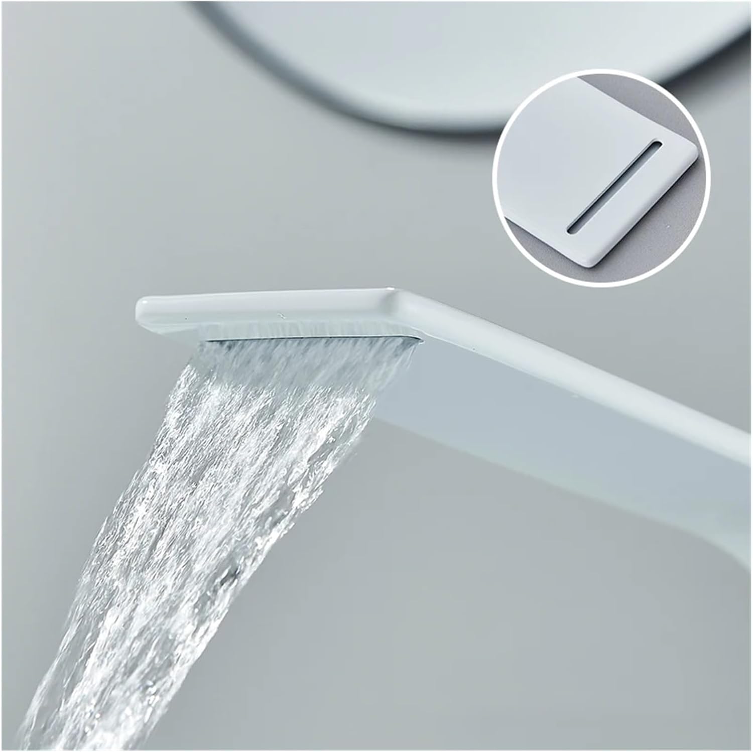 Chrome Curved Single Handle Hot and Cold Waterfall Bathroom Sink 304 Stainless Steel Mixing Faucet(Black A)