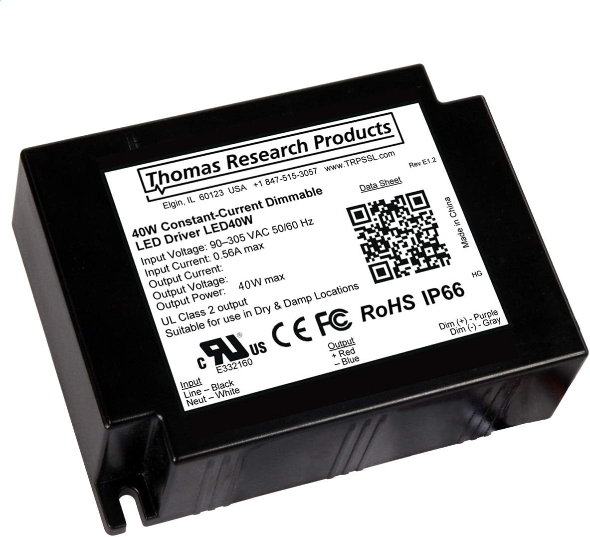 Hubbell LED 40W-024-C1670-D Constant Current Driver, dimmable