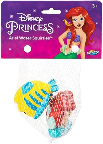 Miniatura 3 de Ariel Water Squirties - Paquete con 2 juguetes de chorro de sirena, calcomanías y ganchos de puerta  Juguetes de baño de Disney para niñas