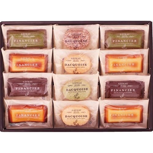 冬の贈り物お歳暮 自家挽きアーモンドのガトーセレクション12個入 井桁堂 フィナンシェ(プレーン)×4、ダックワーズ(プラリネ)・フィナンシェ(ショコラ・抹茶)×各2、ダックワーズ(ショコラ・抹茶)×各1