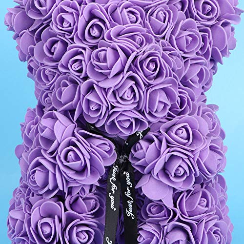 Urso de pelúcia com flores de rosa, formato vívido, ursinho de pelúcia bonito e elegante para presen