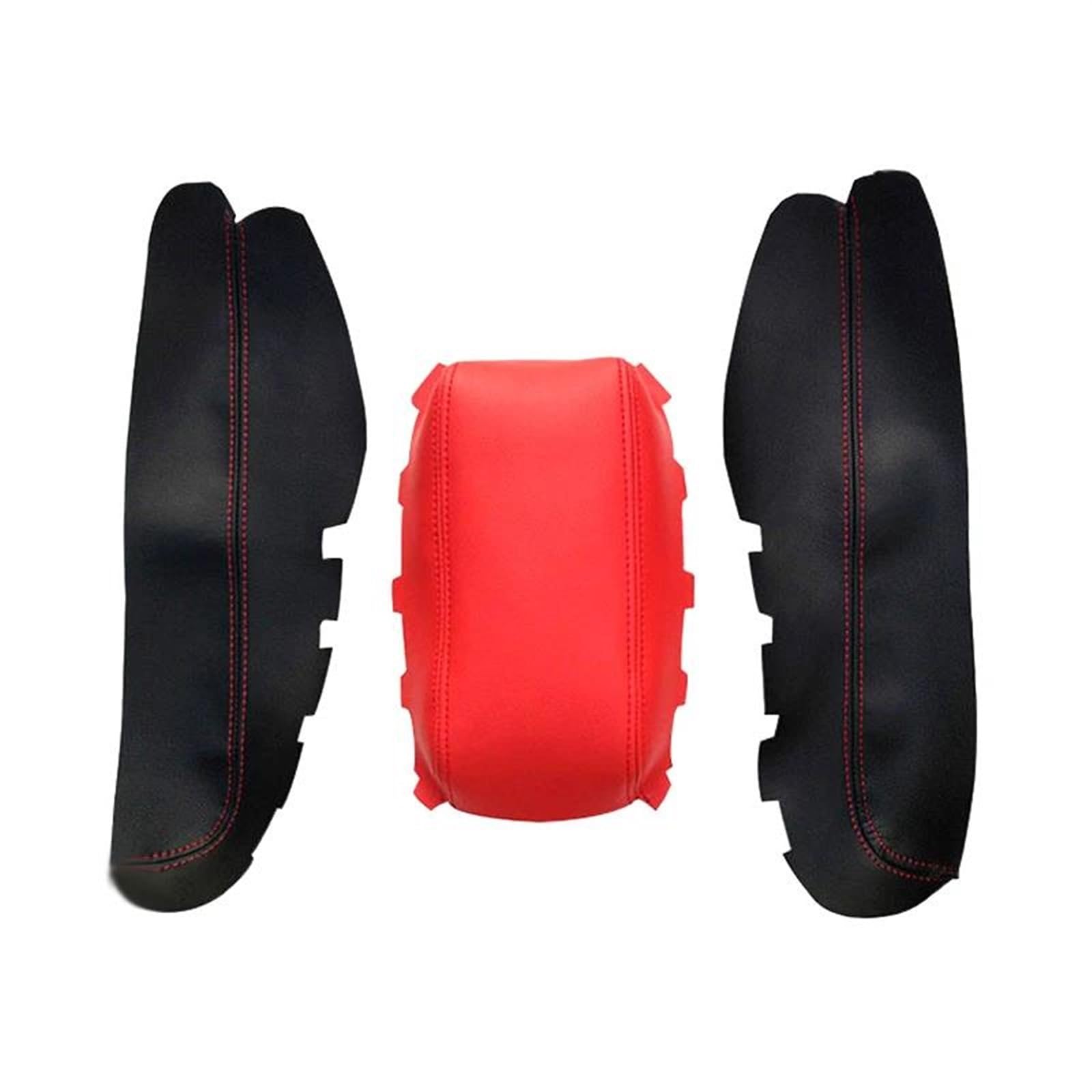 Car Central Control Armrest Box Cover Sticker Decorative Leather for Civic 10th Gen 2016 2017(Red-Black Splice)