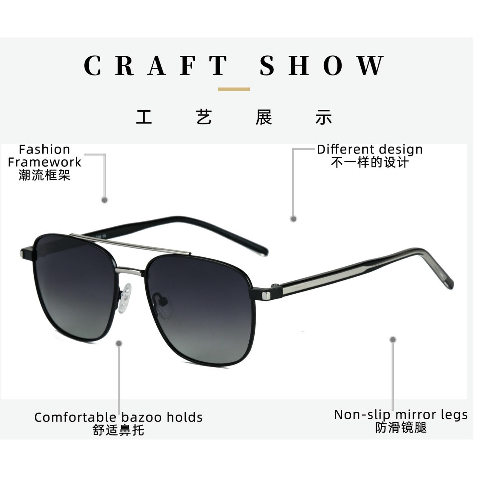 Sonnenbrille Damen Damenmode Quadratische Rahmen Für Reisen Strand Und Fahren Gradient Männer-c32 Silberrahmen Grau