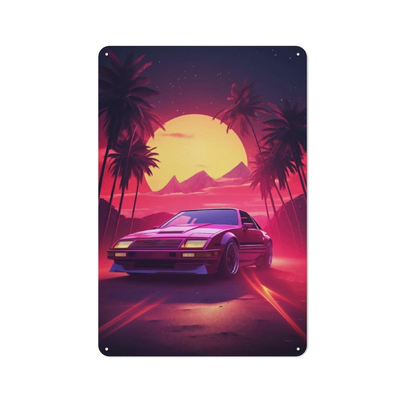 Junmoney Slick Synthwave Drive Metal Sign 30X20cm With For Garage Wall, Vintage Decor, Tin Sign Wall Decor For Garages And Workshops