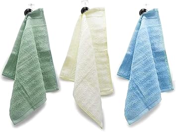 Mush Bamboo Face Towel | 100% Bamboo | Ultra Soft, Absorbent, Quick Dry Towel for Facewash, Gym, Travel, Spa, Beauty Salon | Size 13 x 13 Inches | 500 GSM Pack of 3 Olive, Cream & Sky Blue