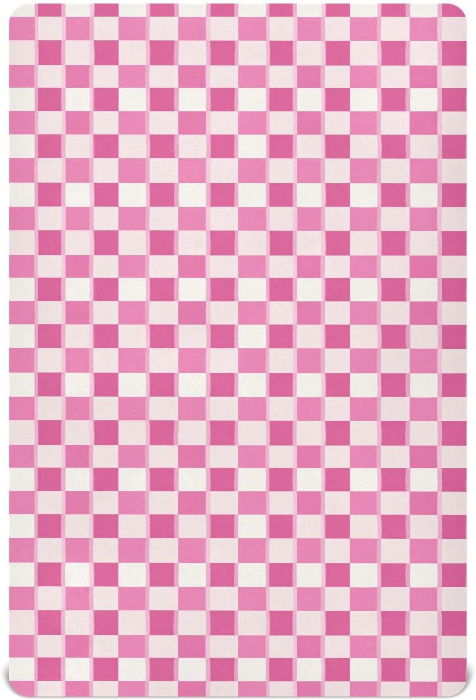Fitted Crib Sheets Pink Checkered Stretchy Portable Playard Sheets for Baby Toddler, Breathable Soft Mini Crib Mattress 39 x 27 in for Boys and Girls