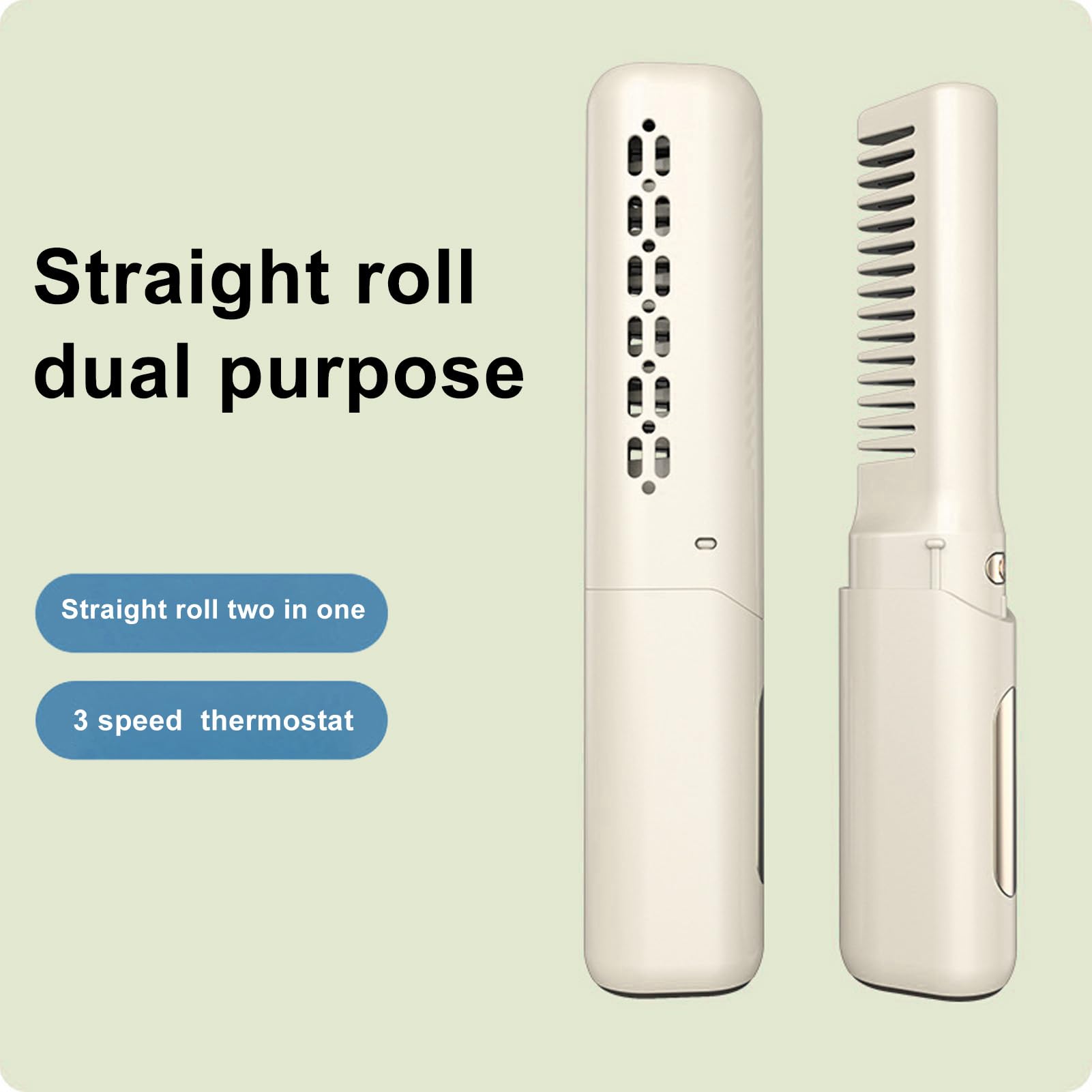 Cordless Hair Straightener Brush, Portable Straightening Brush with 3 Adjustable Temperature - Image 2