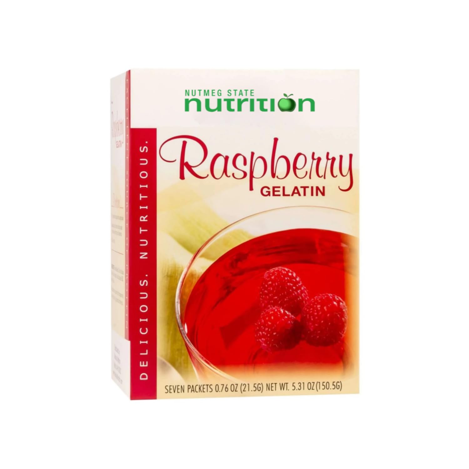 Nutmeg State Nutrition - High Protein Raspberry Jello, 15g Protein, Low Calorie, Sugar Free, Gluten Free, 7 Servings Per Box