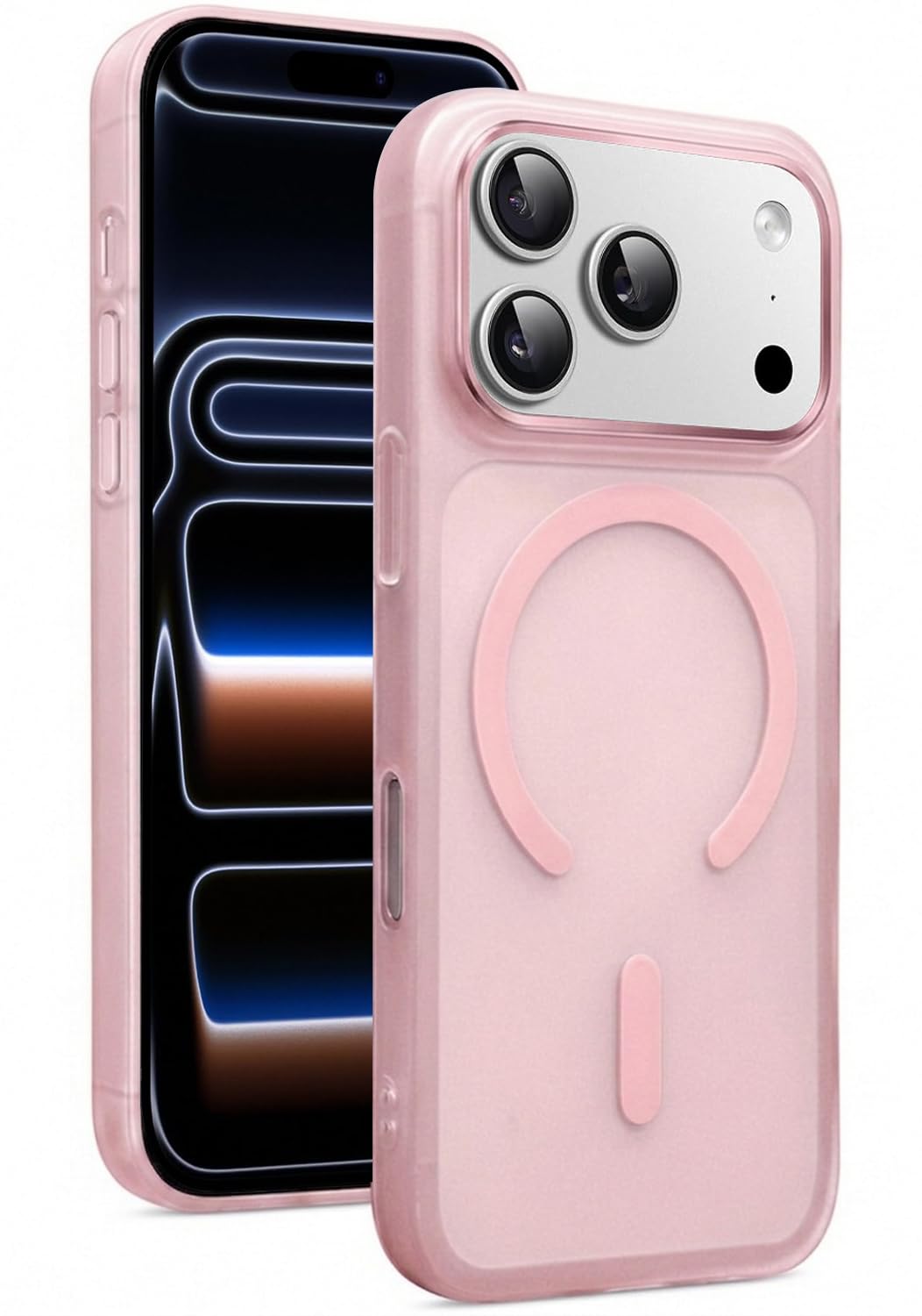DIZORO® Matte Case for iPhone 17 Pro Max Compatible with MagSafe, Camera Lens Full Protection, Shockproof Translucent Frosted TPU Soft Phone Cover, Anti-Fingerprint (Pink)-image-46