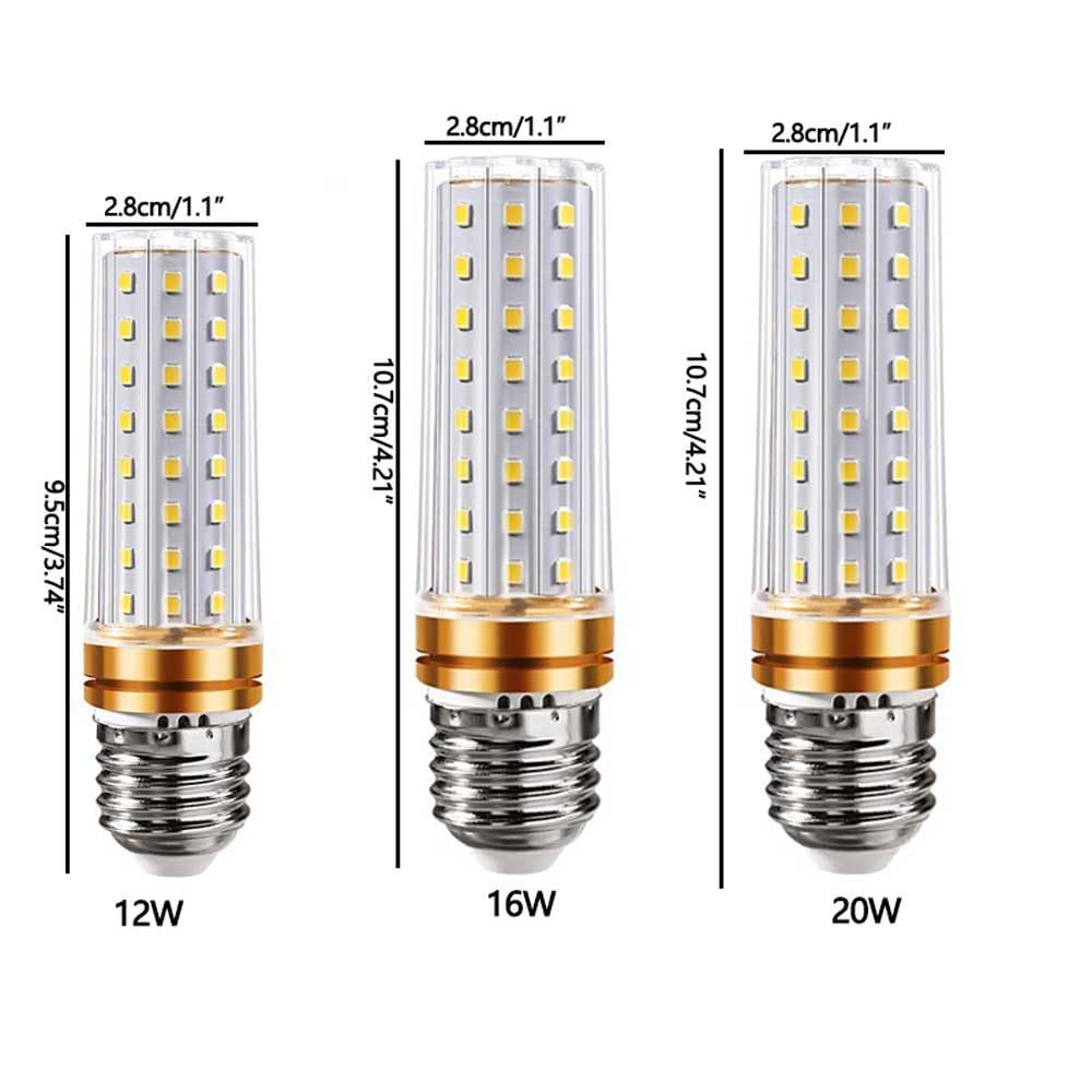 Paquete de 10 bombillas LED de maíz E27 superbrillantes de 20 W, bombilla de lámpara de bajo consumo E27, no regulable, 2000 lm, blanco frío 6000 K, fuente de luz colgante de luz de cambio de t