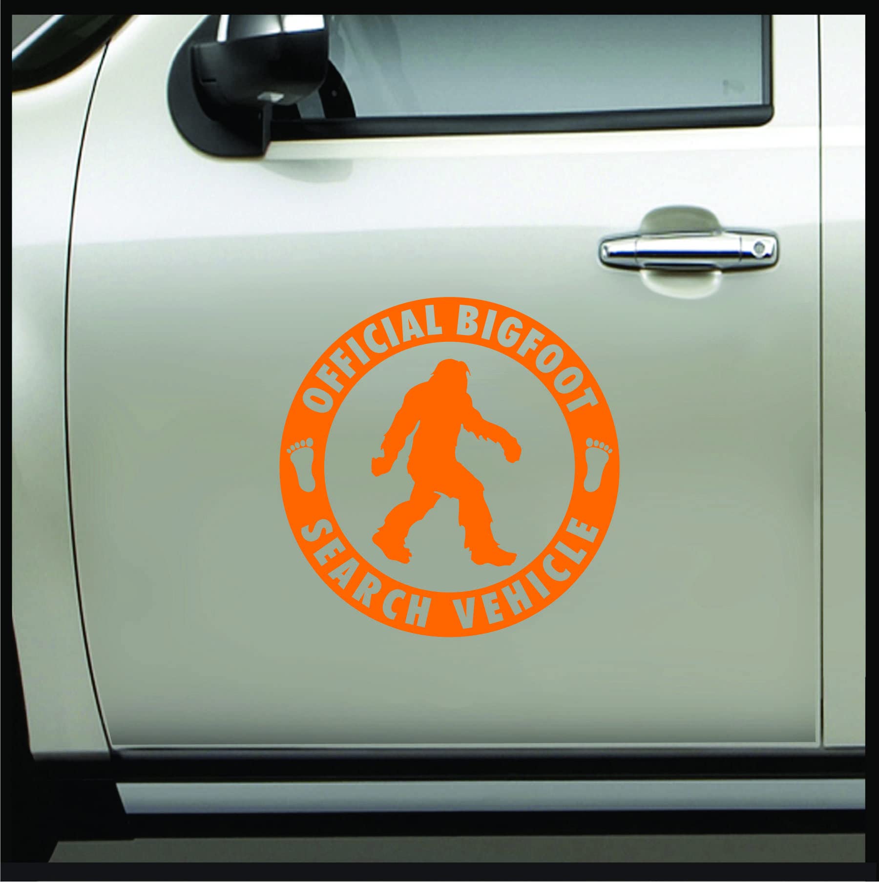 Calcomanía de Bigfoot para parachoques de coche y vinilo naranja de ventana