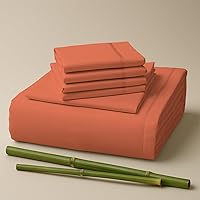Vista 40 de Sacred Thread Juego de sábanas de 6 piezas de rayón derivado de bambú, juego de ropa de cama y fundas de almohada con bolsillos profundos, ropa