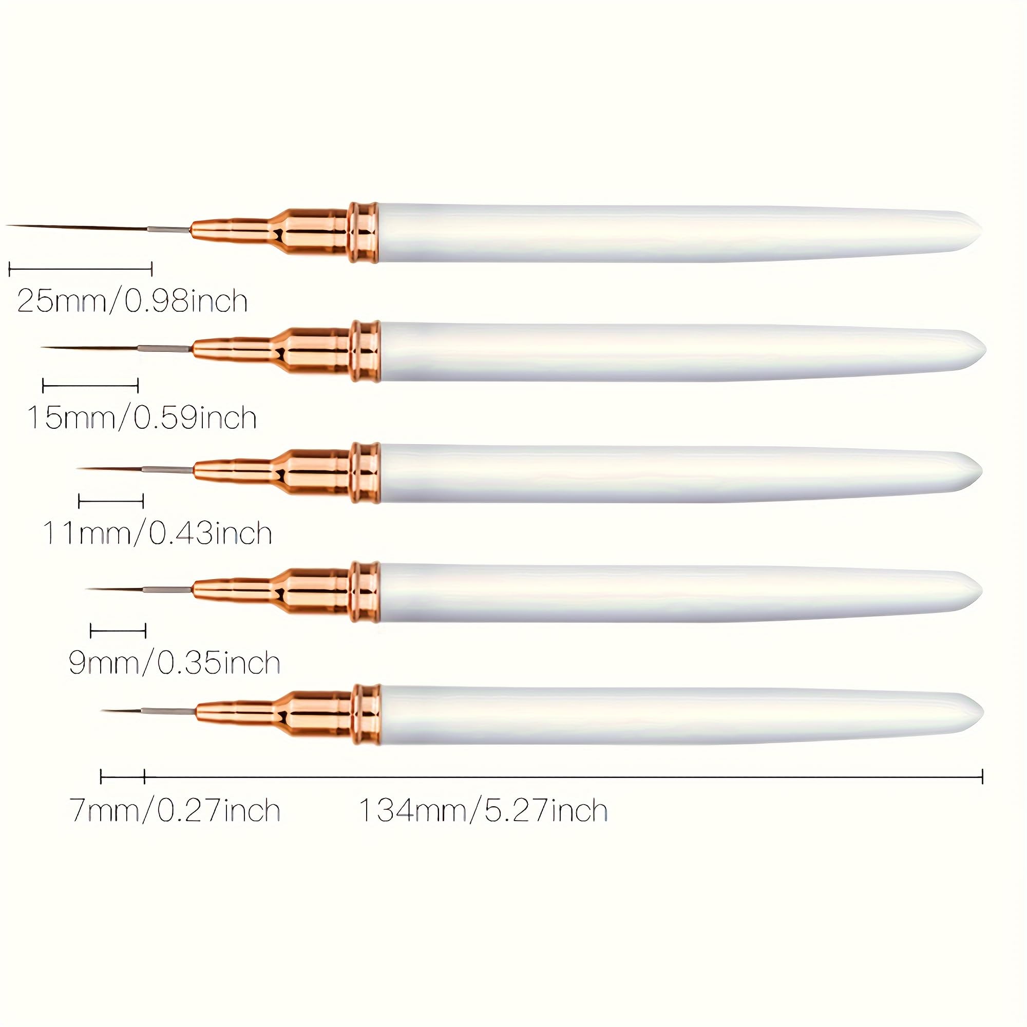 5pcs Nail Art Brushes Set Durable Drawing Pens with Variety of Tips 5mm-25mm Painting Tools for Intricate Nail — view 5