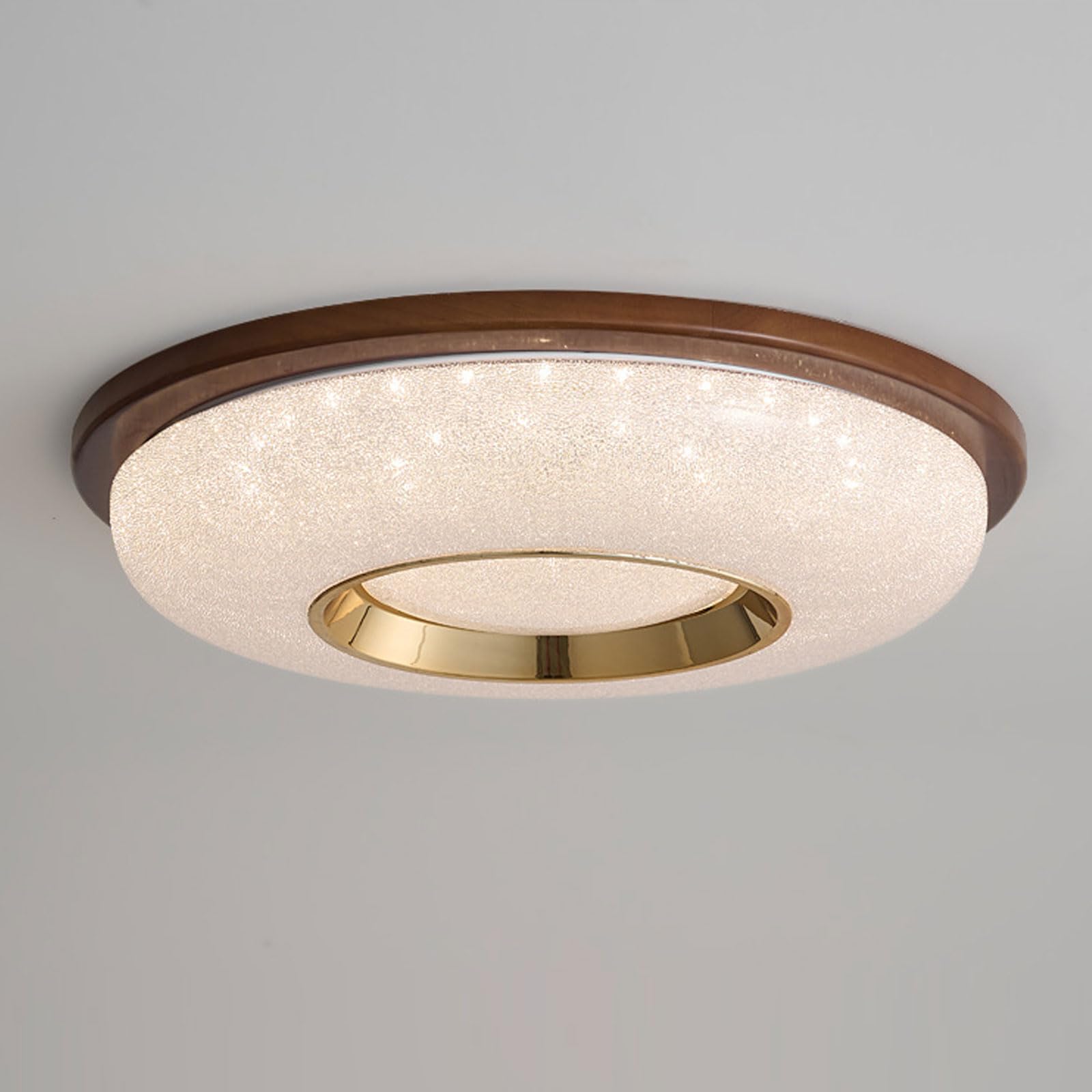 SXDMOUBK Flush Mount Ceiling Light Wood Round Ceiling Light Fixtures Low Profile Ceiling Light For Bedroom Entrance Living Room Hallway Indoor LED Ceiling Lighting