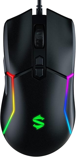 Black Shark Gaming Mouse Wired, USB Computer Ergonomic Mouse with 10000 DPI, 7 Programmable Buttons, 5 Modes RGB Backlight, Optical Gamer Mice for Windows PC Laptop Mac