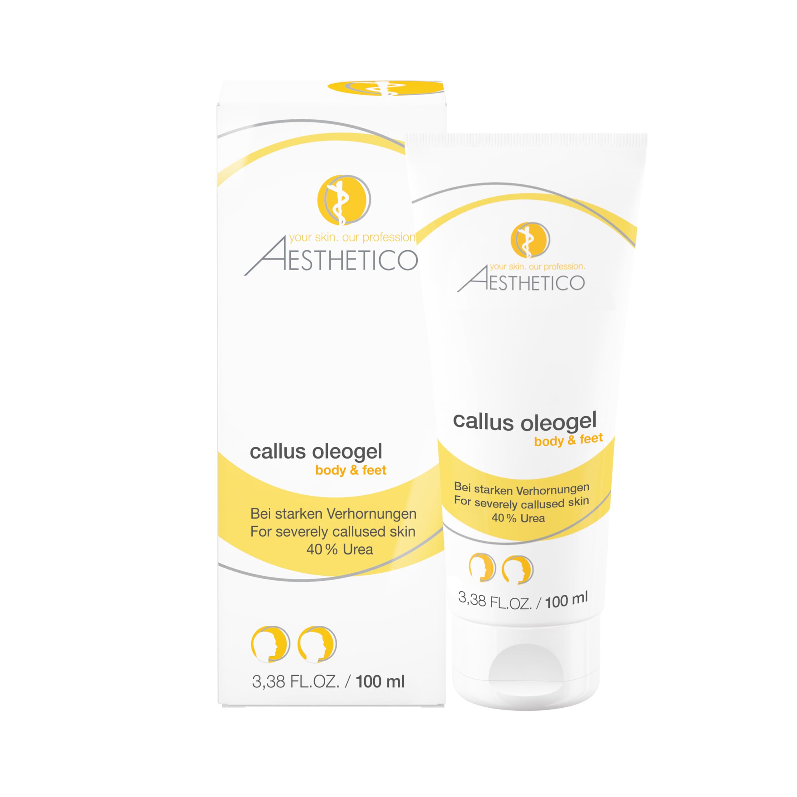 AESTHETICO callus oleogel 100 ml - Intensivpflege gegen starke Verhornungen mit 40% Urea für raue, rissige Haut, regenerierend & feuchtigkeitsbindend, ideal für Hände & Füße und bei Psoriasis