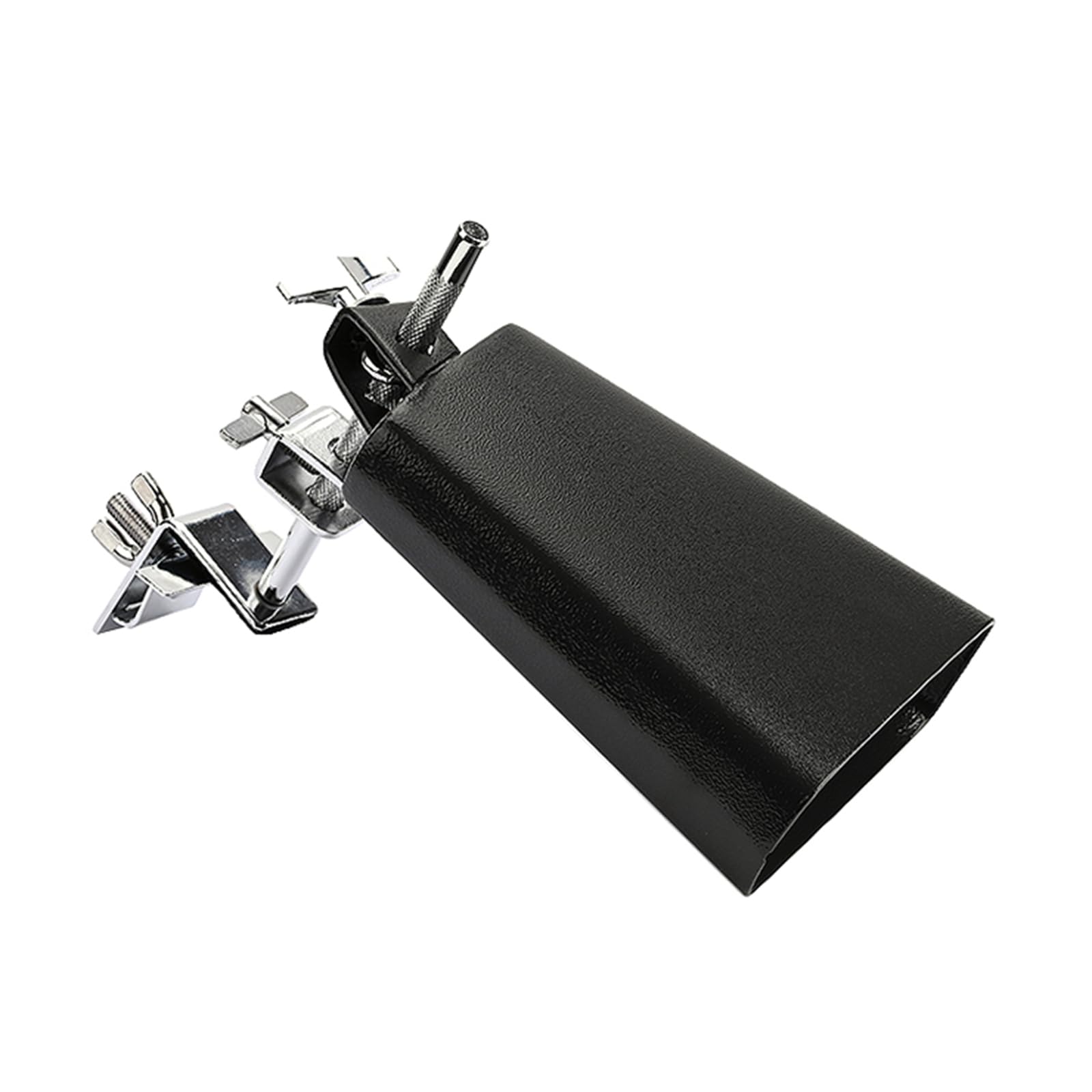 Campanaccio in metallo con supporto per campanaccio montato a cerchio per batteria, morsetto accessorio per percussione, regolare un campanaccio verso l'alto o verso il basso