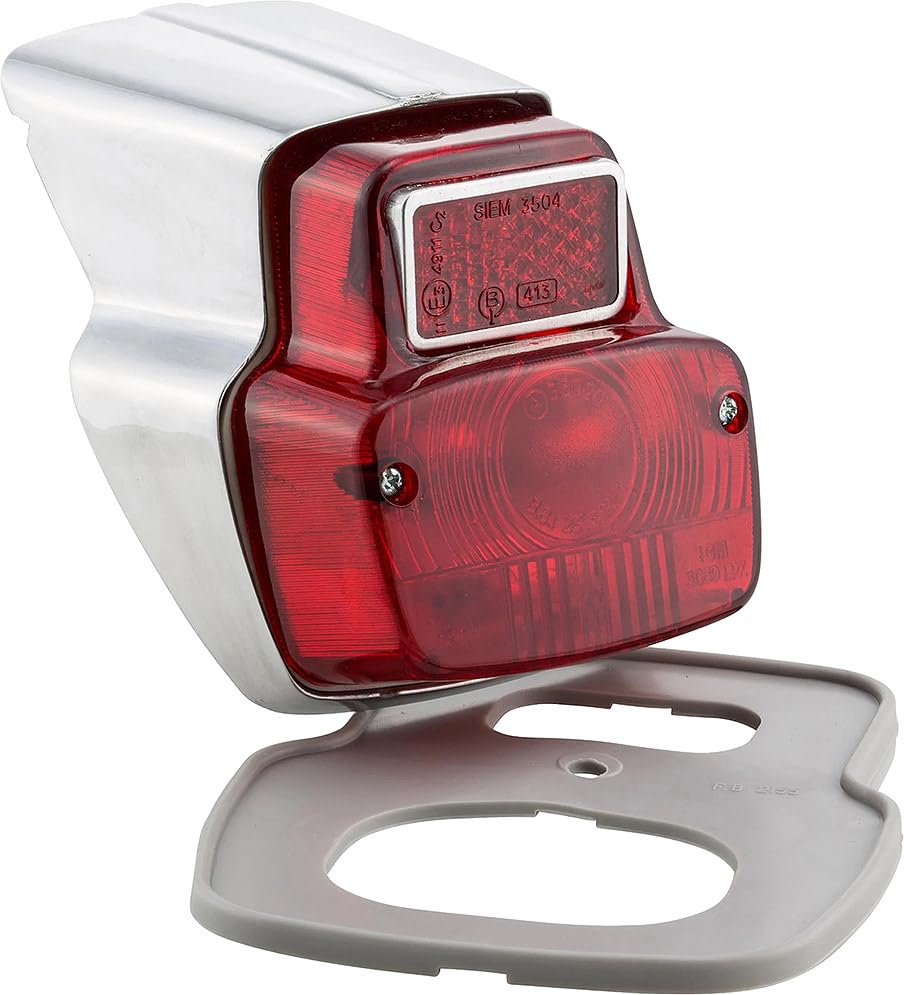 Generico Fanale stop posteriore CROMATO - COMPLETO di guarnizione - Lampadina in OMAGGIO - P.iaggio 90 125 Vespa SS Primavera - CI0189