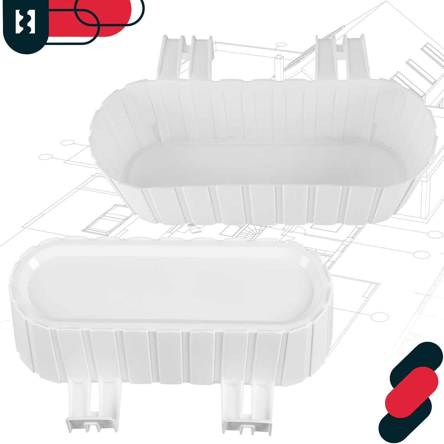 KOTARBAU® 6 uds Jardinera Balcón - Jardineras Exterior - PVC - 40 x 15 x 15 cm - Blanco - Maceta - Macetero Rectangular - Ligero - con Soporte para Barandilla - Decoración Exterior