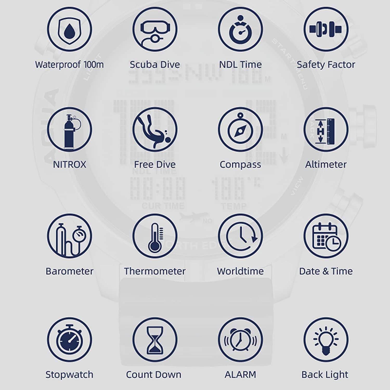 ZUMAHA Nuevo Reloj Multifuncional para computadora de Buceo, altímetro, barómetro, brújula, Temperatura, Reloj electrónico, Reloj de Pulsera Deportivo Digital Reloj de Pulsera