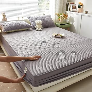 Waterproof Mattress Pad, Elastic Fitted Mattress Topper Protector and Cover Paded with Deep Pocket Stretches up to 11 Inches for Secure Fit, Machine Washable Gray,King 78"x80"
