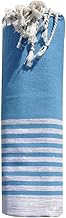 LES POULETTES Bijoux - Fouta Drap Plage et Hammam Coton Bande et Petites Rayures Lurex Argent 100 x 200cm - Turquoise