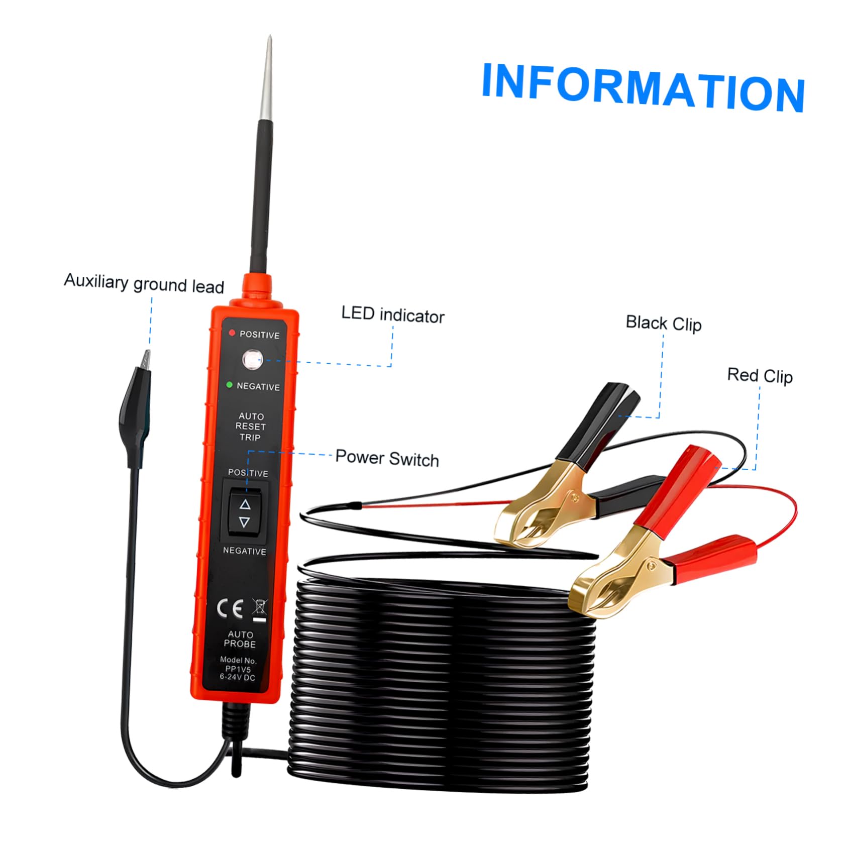 Tester Circuito Auto Em285 Zk-103 in Plastica e Metallo | Dc 6-24v, Rilevazione di Cortocircuiti e Circuiti Aperti, Strumento per Meccanici Esperti e Fai da Te