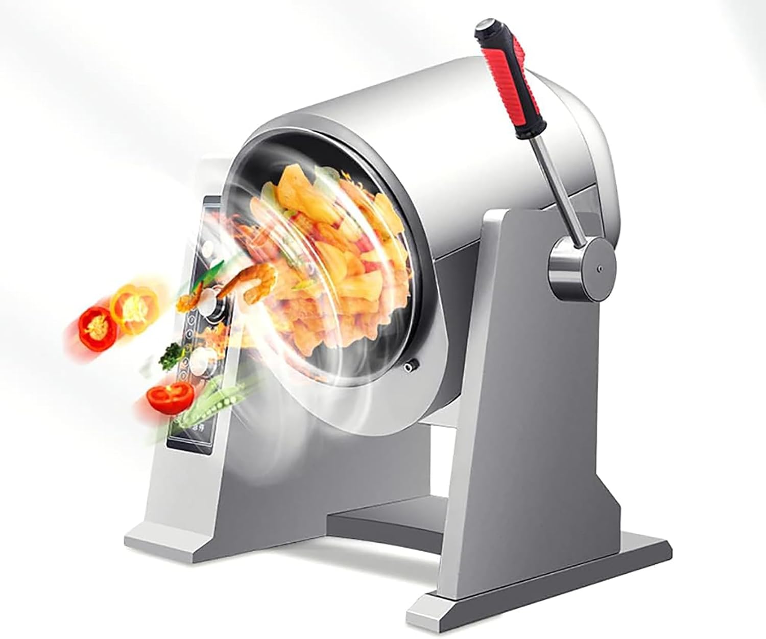 Commercial Cooking Machine, Automatic Cooking Machine with Digital Display, Electromagnetic Induction, Even Heating, Multi-Level Fire Power Adjustment, for Home Restaurant