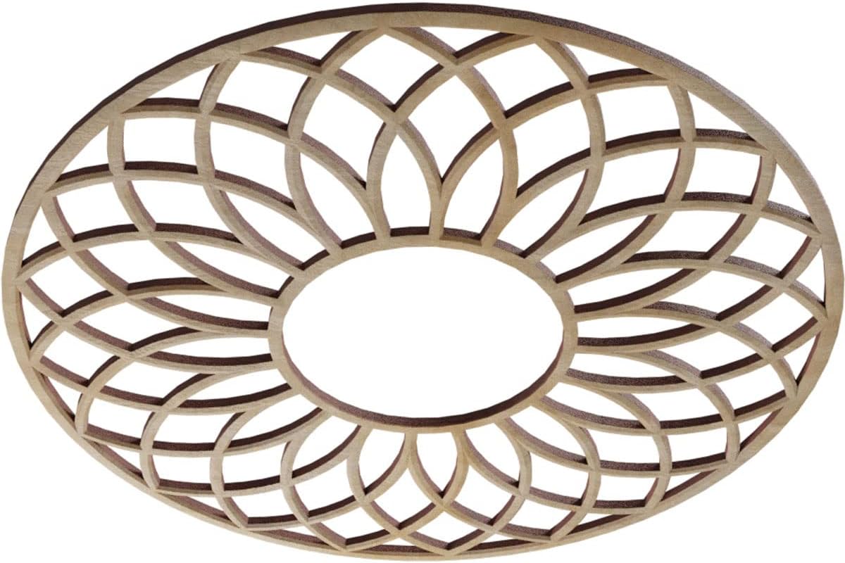 Ekena Millwork 16"OD x 5 1/2"ID x 1/4"T Cannes Wood Fretwork Pierced Ceiling Medallion, Hickory