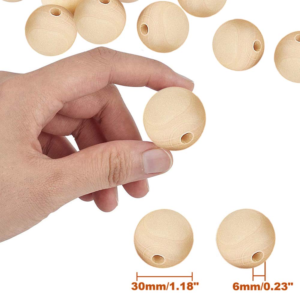 150 Pcs 16mm Green Wooden Beads – Unfinished Round Spacer Beads For DIY Crafts, Jewelry, Garland