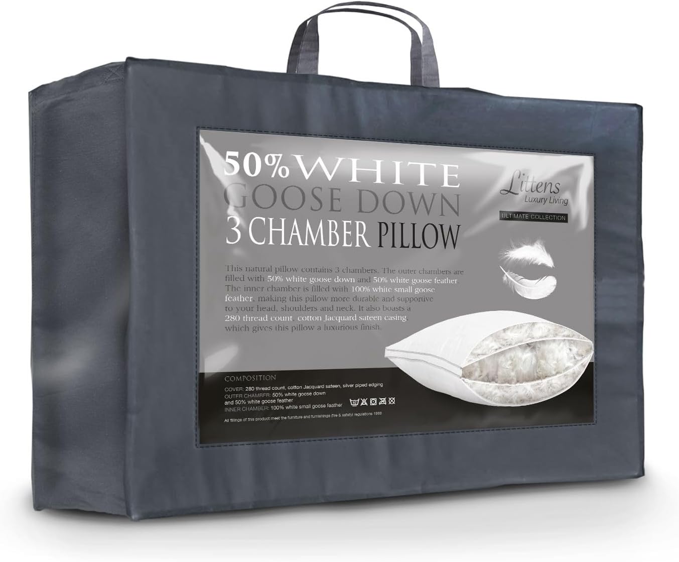 Littens 3 Chambered Ultimate 50 White Goose Down & Feather Side