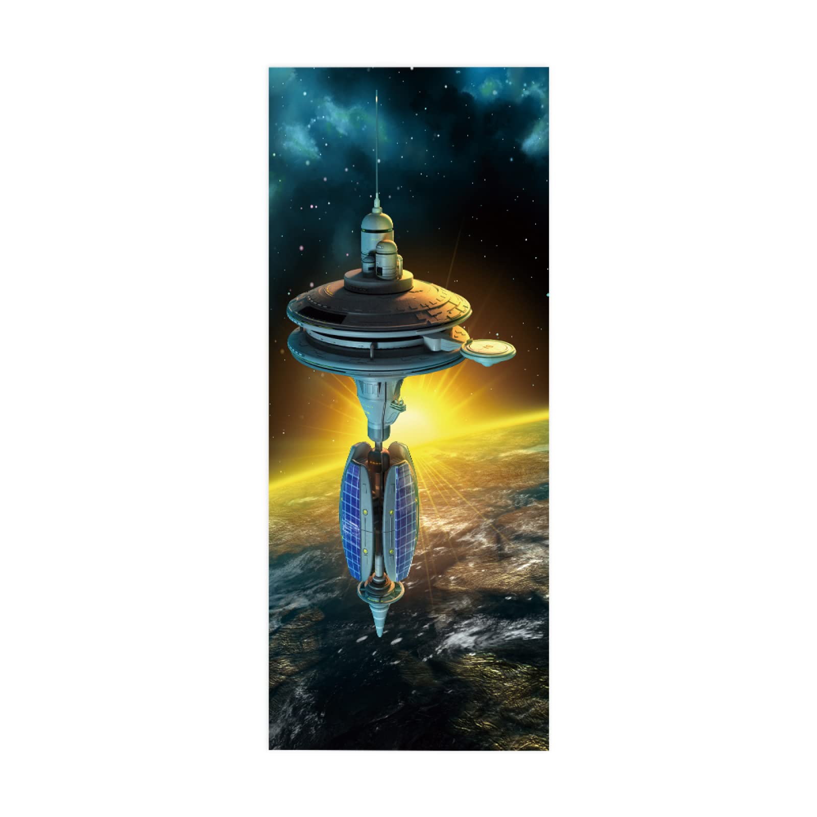 3D Door Stickers Abstract Satellite W85 x H205 cm Decor Mural Art Sticker Wallpaper Wall Removable Self Adhesive Window Decal for Home Office