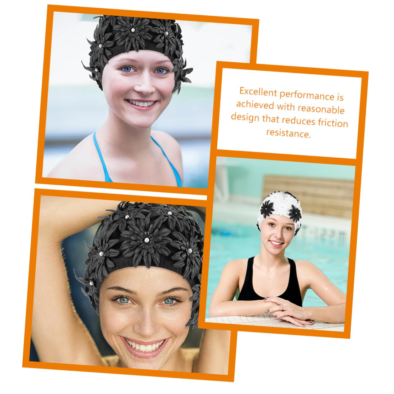 BESTonZON Gorro De Natación para Mujer con Floral Protección del Cabello Gorro Elástico para Piscina para Pelo Accesorio De Natación Cómodo Y Portátil