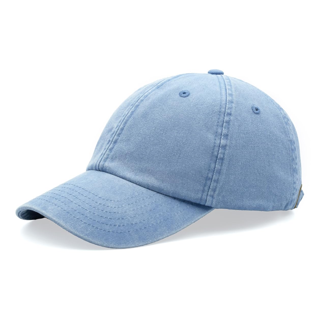 Mens Womens Baseball Cap Vintage Washed Unisex Dad Hat Adjustable Low Profile Distressed Light Blue