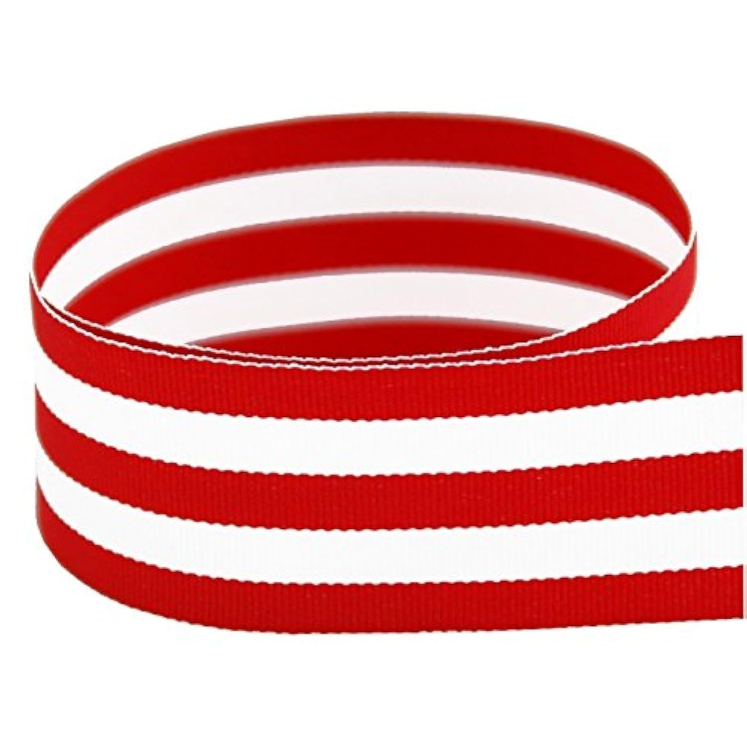 USA | American Made 7/8" Red & White Taffy Striped Grosgrain Ribbon - 20 Yards