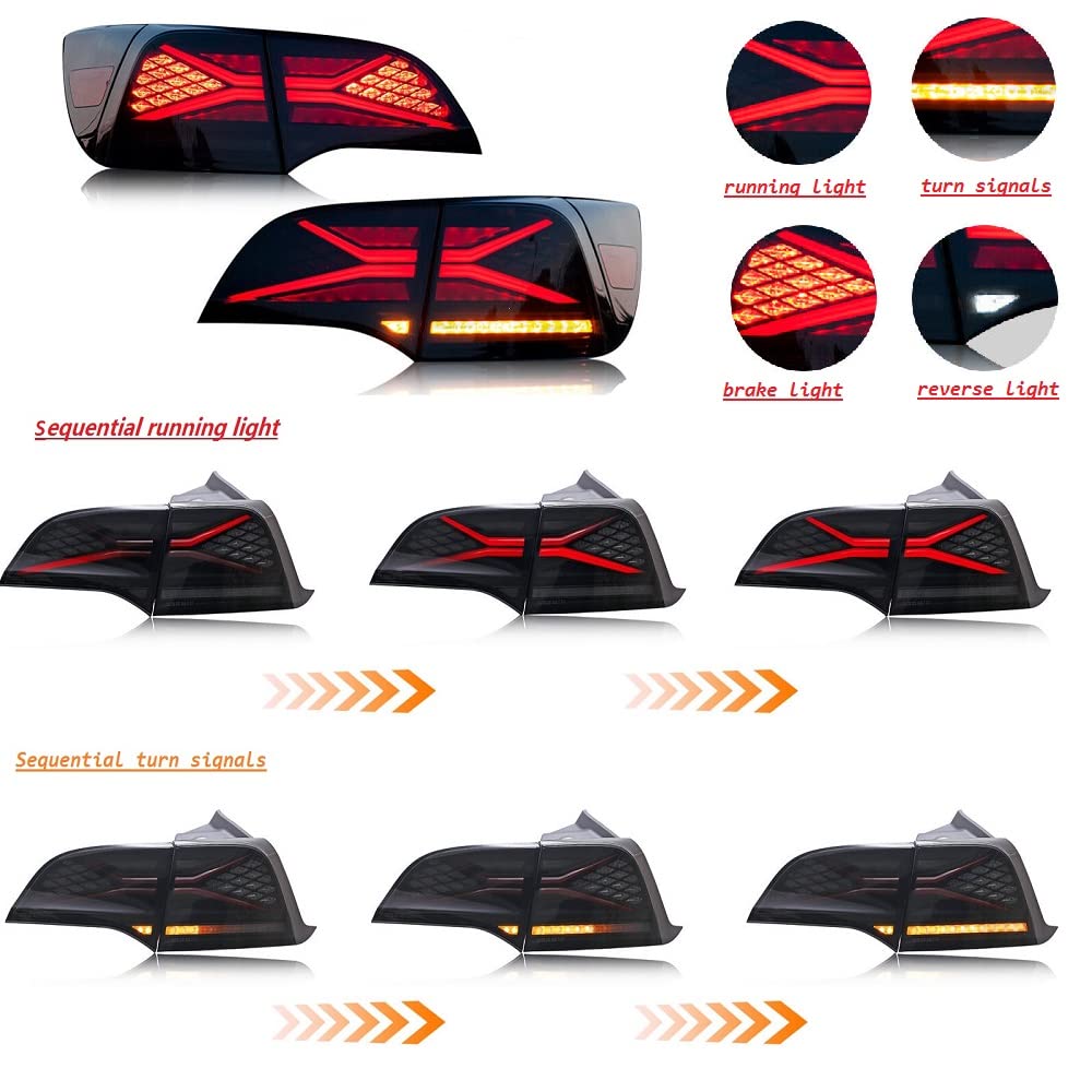 Astra Depot Left Right Inner Outer Tail Light Assembly Running Reverse Turn Signal Lamp Compatible with 2017-2022 2023 Tesla Model 3 / Model Y