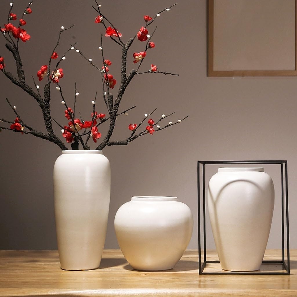Wazony z kwiatami Wazon ceramiczny chiński retro porcelana wysokotemperaturowa prosty salon wyposażenie domu pulpit suszony kwiat kompozycja kwiatowa dekoracja