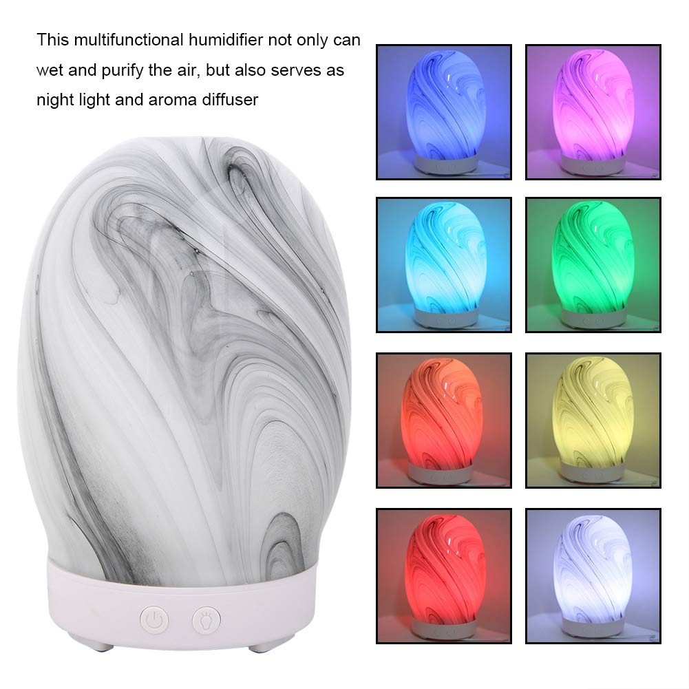 Diffusore e umidificatore di oli essenziali per aromaterapia ad ultrasuoni da 100 ml con luce notturna a LED, spegnimento automatico, funzionamento silenzioso per camera da letto