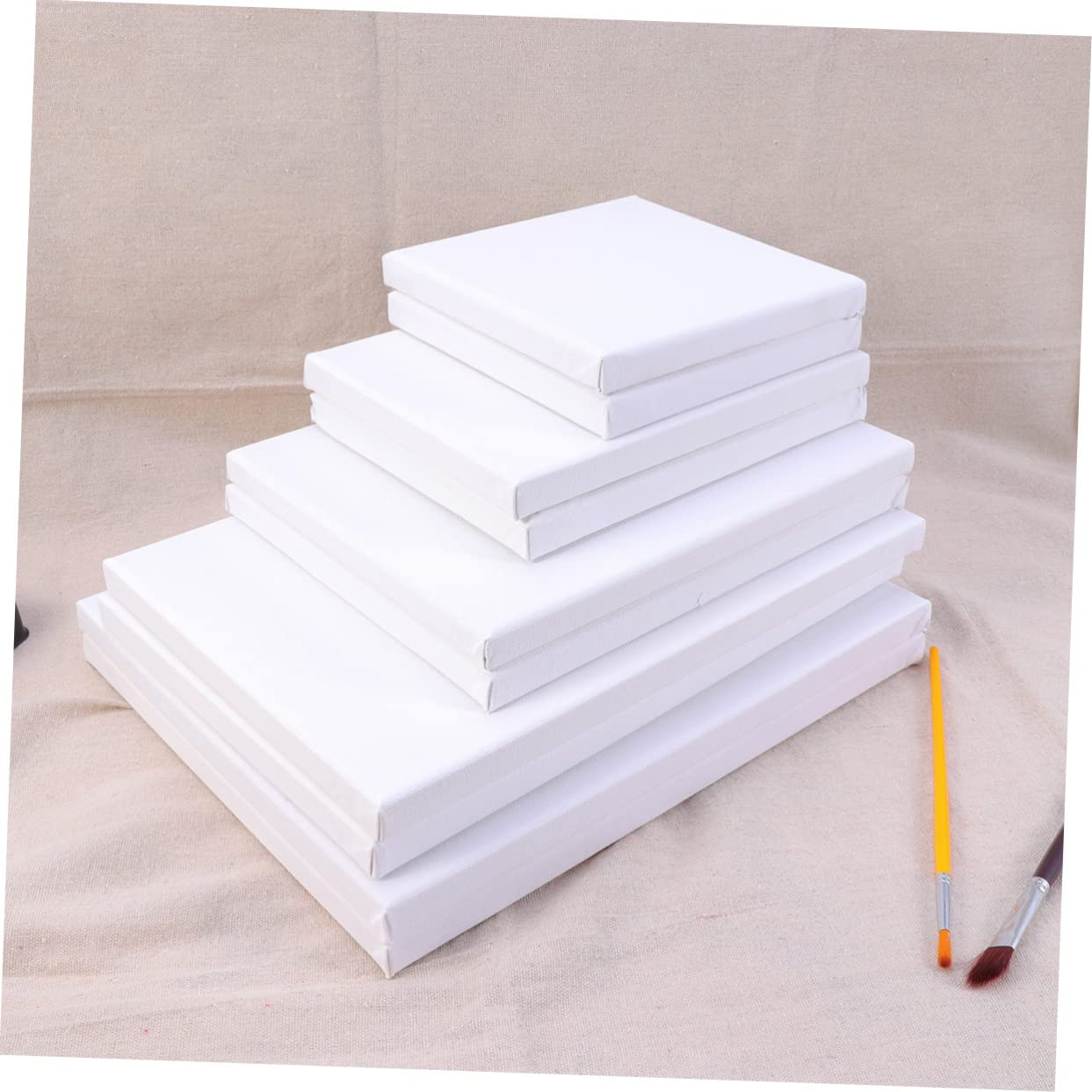 NUOBESTY Lot de 10 Toiles à Peindre Blanches en Coton Cadre en Bois, Toile Tendue pour Peinture à L'huile et Dessin, pour Artistes et Loisirs Créatifs